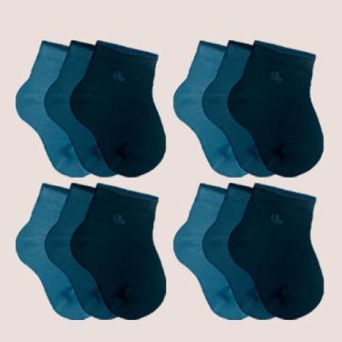 Imagem de Kit 12 Pares Meias Lupo Masculina Feminina Básica Infantil, M - 20 a 2