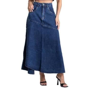 Imagem de Saia Jeans Sawary Midi - 282251 - Azul médio 44, Azul, 44