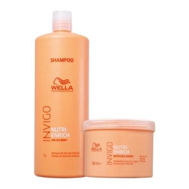 Imagem de Kit Wella Invigo Nutri-Enrich Shampoo 1L + Máscara 500ml - Wella Profe