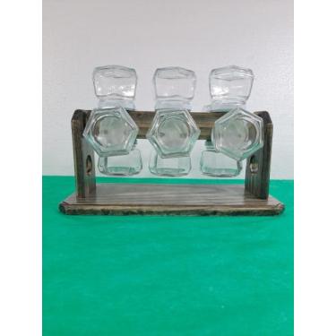 Imagem de Porta temperos  giratório de madeira 12 vidros 250 ml - Sofi - Art Mad