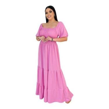 Imagem de Vestido Longo Feminino Verão Casamento Três Maria Dia Moda Evangélico 