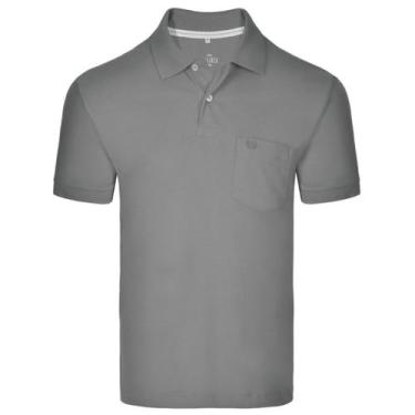 Imagem de Camisa Polo Masc. Piquet Básica com Bolso Vilejack VMGP0001, Cinza, P