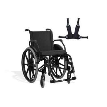 Imagem de Cadeira de Rodas KE AÇO 48CM Preta C/Eixo Quick com Cinto de Segurança