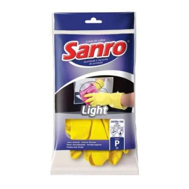 Imagem de Luvas de Látex Natural Light Sanro Amarela Tamanho P