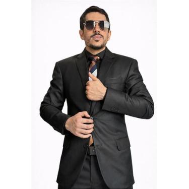 Imagem de Terno Slim Masculino Preto Poliviscose Encerado T&C de Corte Italiano,