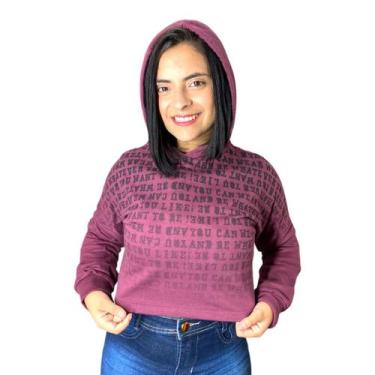 Imagem de Blusa De Frio Moletom Cropped Feminina Flanelada Canguru - Anj Modas, 