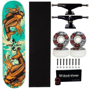 Imagem de Skate Wood Light Carpa 8.0 Montado Roda Next 53mm Abec 15 Cor:Vermelho