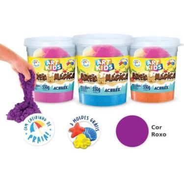 Imagem de Massa Areia Areia Magica Roxo 550G C/MOLD Pote - Acrilex