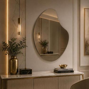 Imagem de Espelho decorativo orgânico 60cmx40cm moderno luxo sala quarto banheir