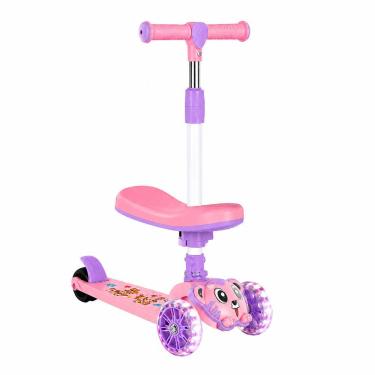 Imagem de Patinete Infantil 3 Rodas com Assento Tigre Luzes LED Guidão Ajustável Cheguei BR