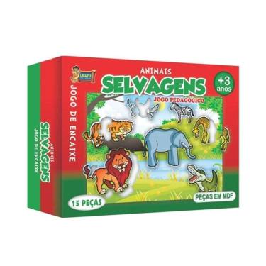 Imagem de Jogo de Encaixe Pedagógico Animais Selvagens 14 Peças em MDF Uriarte