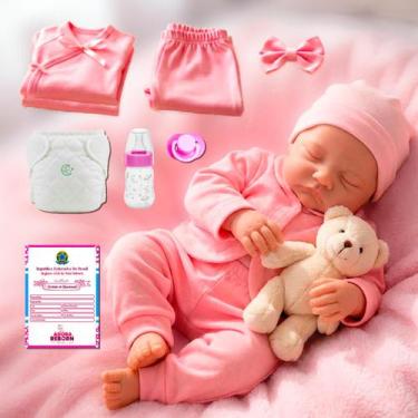 Imagem de Bebê Reborn Boneca Realista Em Silicone Olhos Fechados Envio Imediato 