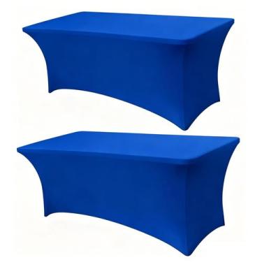 Imagem de Toalha de Mesa Lemict 183x76 cm Azul Royal Elástica Kit com 2