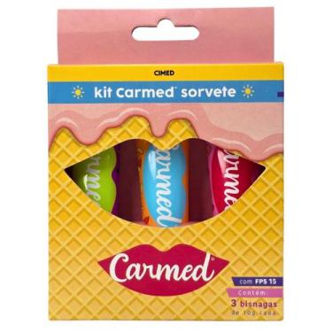 Imagem de Kit Hidratante Labial Carmed Cimed Sorvete Uva + Tangerina + Morango F