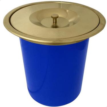 Imagem de Lixeira Dourada Inox Fosco 5 Litros De Embutir Pia Cozinha Cesto Lixo 