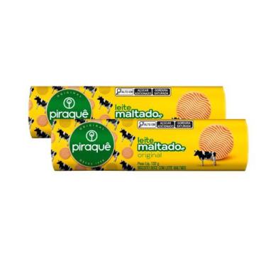 Imagem de Kit 2 Biscoito Piraque Leite Maltado Original 132g - Piraquê