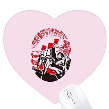 Imagem de Mouse pad China Red Education Propaganda Unity Heart Tapete de borracha para escritório