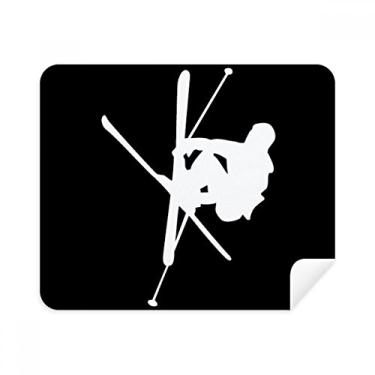 Imagem de Skateboarding Black Sport Outline Pano de limpeza Limpador de tela 2 peças Tecido de camurça