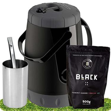 Imagem de Kit Tereré Black Erva Garrafa Cuia Inox E Erva Cereja Ice