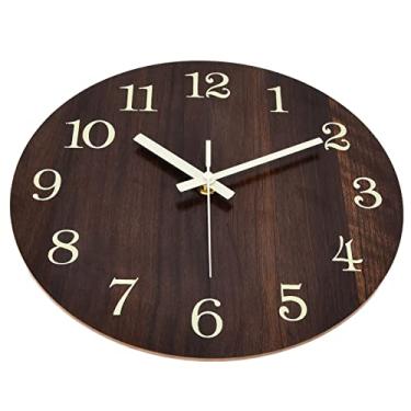 Imagem de Relógio de parede de madeira, precisão silenciosa, movimento de quartzo de relógio analógico para casa para escritório