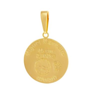 Imagem de Pingente Aço Mandala Nascimento Menino 27mm Gold IPG