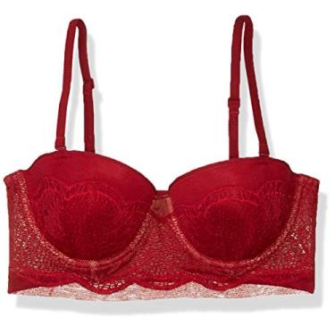 Imagem de Calvin Klein Feminino Ck Preto Crackled Lace Levemente Forrado Sem Alças, Ember Blaze, 34B