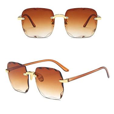 Imagem de Óculos de Sol Quadrado Vintage Clássico Mulher Gradiente Espelho Sem Moldura Óculos de Sol Feminino Moda Retrô Sem Aro Óculos De Sol, 2, Como Imagem