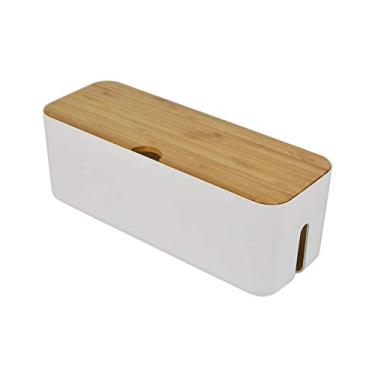 Imagem de Sourcemall Caixa de gerenciamento de cabos | Organizador Power Stripe | Caixa organizadora de cabos | Esconder e ocultar tiras de energia e cabos elétricos de TVs, computadores e mesas | Mantenha os