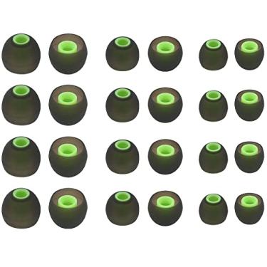 Imagem de ALXCD Pontas auriculares para fones de ouvido intra-auriculares, tamanhos P/M/G, 12 pares de pontas auriculares de silicone macio com orifício de conector de 3,8 mm, serve para a maioria dos fones de ouvido intra-auriculares (orifício interno de 3,8 mm a 4,8 mm), 12 pares, preto/verde, P/M/G