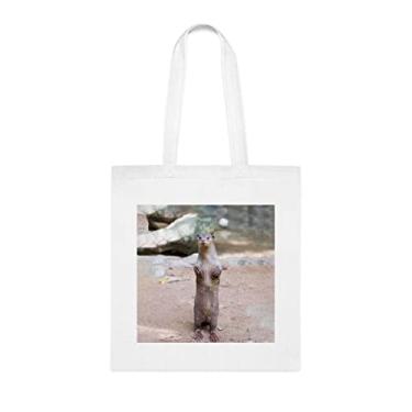 Imagem de Sacola de lontra revestida lisa, presente divertido, bolsa de ombro, bolsas reutilizáveis, cesta de Natal de aniversário, ideia de presente, Branco