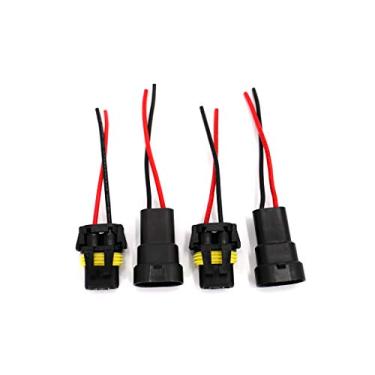 Imagem de UTSAUTO 2 conjuntos de conectores de fio 9005 9006 H10 fêmea e macho, adaptadores de fiação de 12 V para faróis de LED de neblina