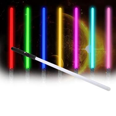 Imagem de Sabre de luz recarregável 7 cores RGB, sabres de luz para crianças com som FX para fantasia de festas de Halloween, presente de natal, lutadores de guerra da galáxia(Preto)