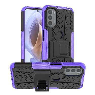 Imagem de YUNCHAO Caixa de telefone Para Motorola Moto G31 / G41 Textura do pneu TPU + Caixa de telefone PC com suporte capa para celular