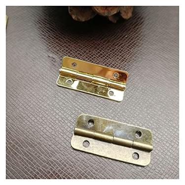 Imagem de 8 peças de dobradiças douradas de bronze dobradiças de porta antigas quadradas adequadas para gavetas de armário de madeira caixa de presente de joias hardware de móveis (cor: dourado)