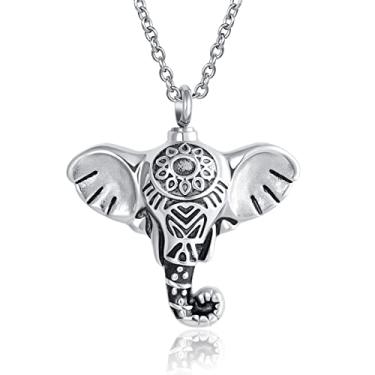Imagem de MZC Jewelry Colar de urna de elefante para cinzas pingente memorial de cremação animal para mulheres homens, Aço inoxidável