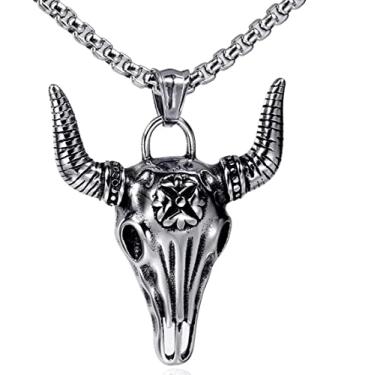 Imagem de Corrente com Pingente em aço inox Touro Rodeio Pbr Peão coutry Boi