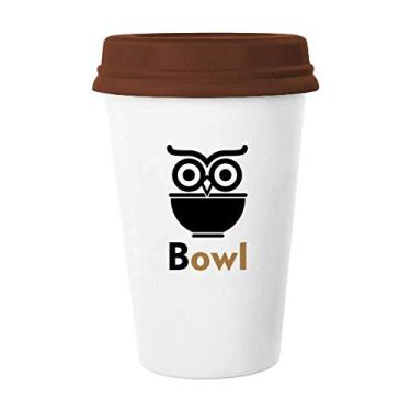 Imagem de Tigela de cerâmica com combinação de coruja de arroz inglesa caneca de café copo de cerâmica