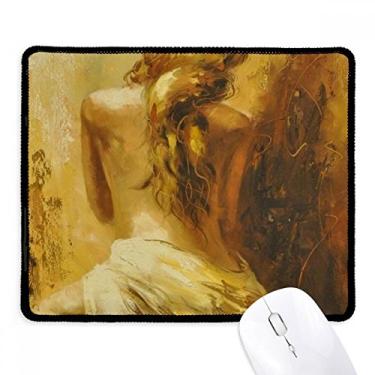 Imagem de Mousepad Blonde Back Babe Girl Pretty Gal borda costurada tapete de borracha para jogos