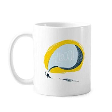 Imagem de Caneca de cerâmica com gato monstro alienígena na noite do universo xícara de porcelana de café