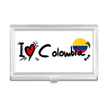 Imagem de I Love Colômbia Bandeira de Palavras Love Coração Ilustração Porta-cartões de visita Carteira de bolso Organizador Protetor de cartão