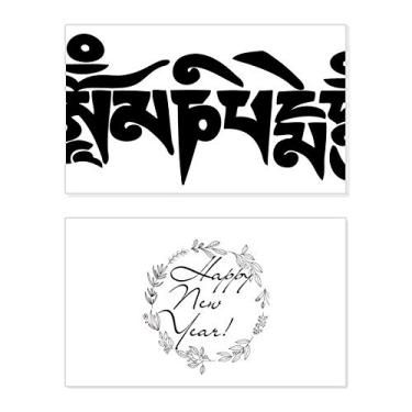 Imagem de Culture Black Sanskrit Character Pattern New Year Festival Greeting Card Bless Message Gift