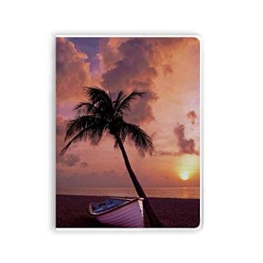 Imagem de Caderno com imagem de árvore de barco e areia do oceano, capa de chiclete, diário de capa macia