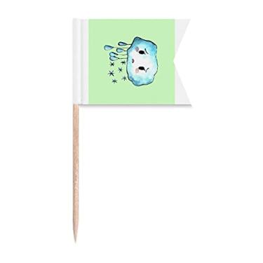 Imagem de Tempera Pitiful Rain Cloud Toothpick Flags Etiquetagem Marcação para Bolo de Festa Comida Cheeseplate