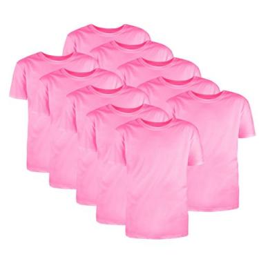 Imagem de Kit Com 10 Camisetas Básicas Algodão Rosa Tamanho G - Mc Clothing