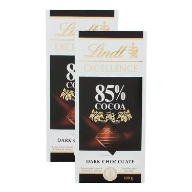 Imagem de Chocolate Lindt Excellence 85% Cocoa Dark com 100g | Kit com duas unidades