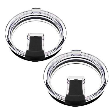 Imagem de Tampa de viagem ou garrafa esportiva de substituição para aspirador de pó resistente a derramamento, fechamento preto para coador Yeti Rtic, sem vazamento com fecho de copo, aberta/fecha 8,9 cm de diâmetro, Crystal clear with a little blue, 30oz 2pack