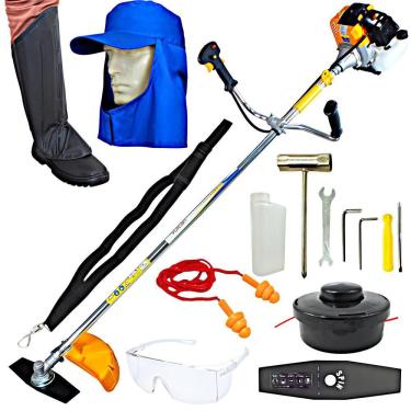 Imagem de Roçadeira Profissional Lateral Vulcan VR430S 2T 43CC 1,7HP Com Protetor Auricular, Tornozeleira, Óculos e Perneira de Segurança