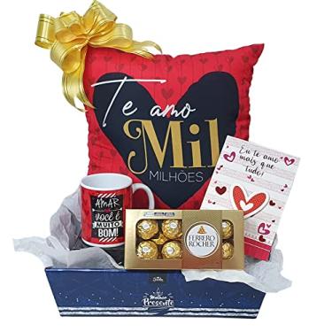 Imagem de Presente de dias dos Namorados kit de presente com Almofada Caneca Cartão e Chocolate Ferrero Rocher T8 com 8 Bombons Presente Para Namorado