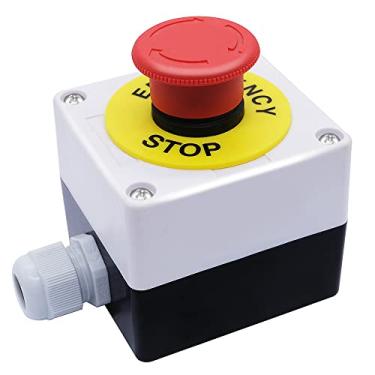 Imagem de mxuteuk 22Mm 2Nc Cogumelo Vermelho Botão De Parada De Emergência Interruptor Interruptor Estop Ac 660V 10A Caixa De Estação De Interruptor 2Nc Com Caixa