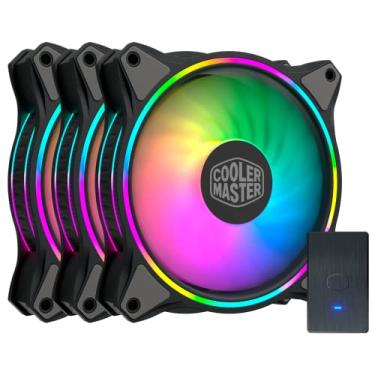 Imagem de Cooler Master Master Fan MF120 Halo Duplo Anel de Iluminação RGB endereçável 120 mm, pacote com 3 LEDs de controle independente, pastilhas de borracha absorvente, pressão estática